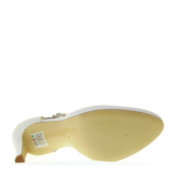 ELATA S2617 - Scarpe da Sposa in Pelle Bianco Seta, Tacco 10 plateau 1, con cinturino alla caviglia
