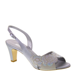 ELATA 16103 Sandali Eleganti da Cerimonia con Tacco 75 mm in Satin Cenere, Made in Italy