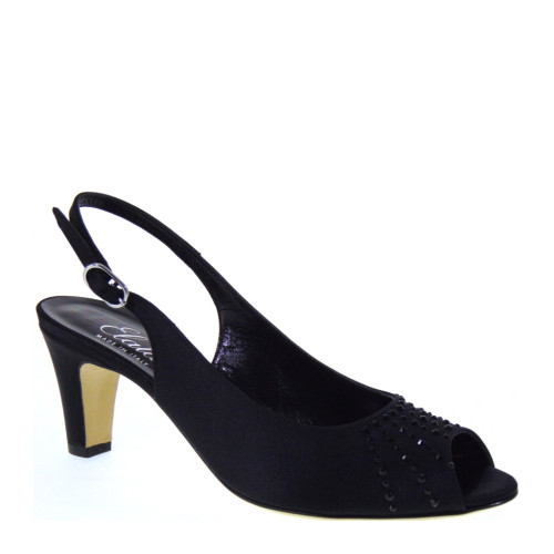 Scarpe Eleganti ELATA 15168 MADE IN ITALY tacco basso in Satin Nero