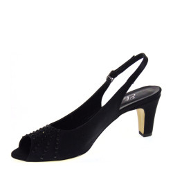 Scarpe Eleganti ELATA 15168 MADE IN ITALY tacco basso in Satin Nero