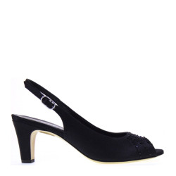 Scarpe Eleganti ELATA 15168 MADE IN ITALY tacco basso in Satin Nero
