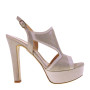 Sandali Donna eleganti in Plisse Beige e Lux Nocciola con Tacco da 12 e Plateau alto da 3 cm ELATA 17108 MADE IN ITALY