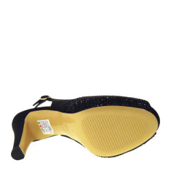 ELATA 17129 Sandali Eleganti Donna da Cerimonia Made in Italy con tacco da 10 cm in Satin Nero con Strass