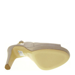 ELATA 17130 Calzature Eleganti da Cerimonia Made in Italy in Pelle Lux Nocciola e Specchio Platino con Tacco 10 e Plateau
