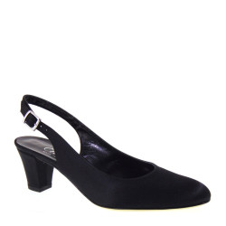 ELATA 17177 Chanel Eleganti con tacco basso 50 in Satin Nero di manifattura artigianale MADE IN ITALY