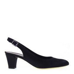 ELATA 17177 Chanel Eleganti con tacco basso 50 in Satin Nero di manifattura artigianale MADE IN ITALY