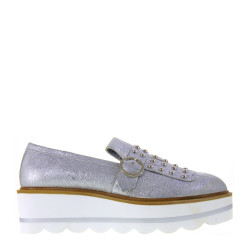 ANTICA CUOIERIA 20470-F-AB7 Mocassini Donna Ferrer Ground Argento Made in Italy