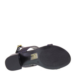 ANTICA CUOIERIA 20569-2-AE3 Sandali Donna con tacco Glamour Vernice Dark Blu Nero