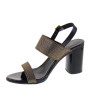 ANTICA CUOIERIA 20574-2-AE4 Sandali Donna Glamour Vernice Titanium Nero e Oro