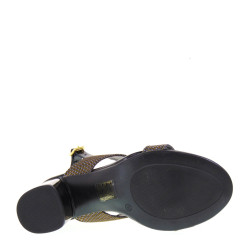 ANTICA CUOIERIA 20574-2-AE4 Sandali Donna Glamour Vernice Titanium Nero e Oro