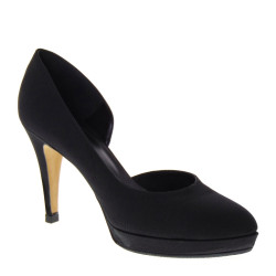 ELATA 17142 Scarpe Eleganti Cerimonia Made in Italy in Plisse Nero con Plateau e Tacco 10