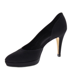 ELATA 17142 Scarpe Eleganti Cerimonia Made in Italy in Plisse Nero con Plateau e Tacco 10