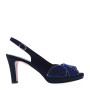 ELATA 18123 Sandali Eleganti Made in Italy in Satin Bleu e Camoscio Blu Tacco 80