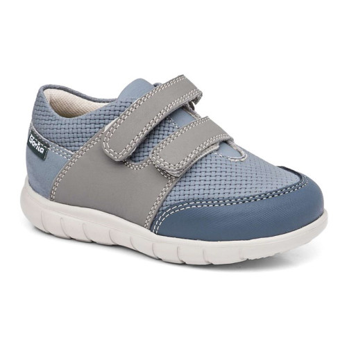 GORILA 43000 Sneakers con velcri regolabili in Nubuck Blu Avio e Grigio Ural Trenza 1.4 Jeans Starboy