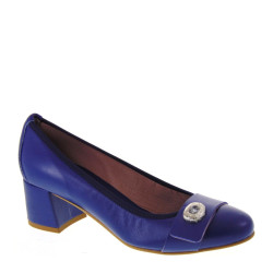 ALBERTO LA TORRE 4905 Guantino El.Iris Decollete in Pelle Blu Made in Italy tacco 50