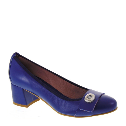 ALBERTO LA TORRE 4905 Guantino El.Iris Decollete in Pelle Blu Made in Italy tacco 50