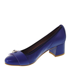 ALBERTO LA TORRE 4905 Guantino El.Iris Decollete in Pelle Blu Made in Italy tacco 50