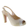 ELATA 18128 Sandali eleganti con plateau in Raso Satin Nuvole e Pelle Calamite Nocciola