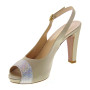 ELATA 18128 Sandali eleganti con plateau in Raso Satin Nuvole e Pelle Calamite Nocciola