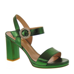 ELATA 19115 Sandali Eleganti Made in Italy in Nappalux Verde Tacco 80 e Plateau