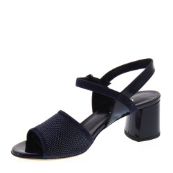 ELATA 19130 Sandali eleganti Made in Italy Tacco 50 in Pelle e Vernice Blu