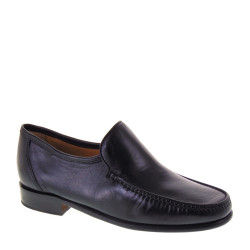 FONTANA 1938-N Mocassini Uomo Nero in Vera Nappa di Agnello con suola Cuoio Made in Italy