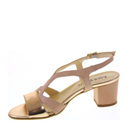 LUZZI A-B741SP-19GIAPP Sandali Donna in Camoscio e Pelle Rosa Cipria Made in Italy
