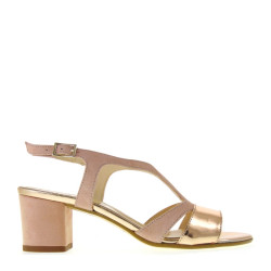 LUZZI A-B741SP-19GIAPP Sandali Donna in Camoscio e Pelle Rosa Cipria Made in Italy