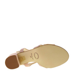 LUZZI A-B741SP-19GIAPP Sandali Donna in Camoscio e Pelle Rosa Cipria Made in Italy