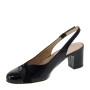 MELLUSO X592 Chanel tacco 50 Nero con suola Cuoio Made in Italy