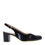MELLUSO X592 Chanel tacco 50 Nero con suola Cuoio Made in Italy