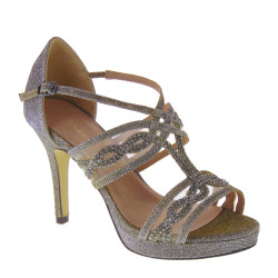 MENBUR 20271 0071 Sandali eleganti Cerimonia Grigio cangiante Tacco 10 cm con plateau