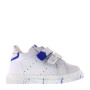 WALKEY 40217 Scarpette Bimbo con strappi in Pelle Bianco e Blu Royal Made in Italy