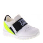 WALKEY 40235 Sneakers Bimbo con velcro in Pelle Bianco e Nero Made in Italy