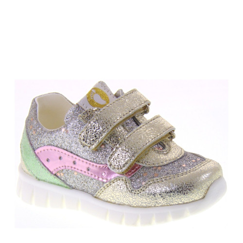 WALKEY 40279 Sneakers Bimba primi passi con velcri in Pelle Platino e Rosa