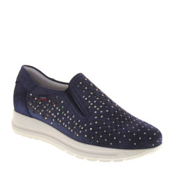 Callaghan 40710 Sneaker Casual Donna Nego Pelle Camoscio Blu Applicazioni
