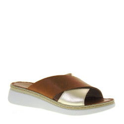 Riposella 16203 Ciabatte Sandali Donna Pelle Cuoio Tacco A Zeppa 5Cm Leggere