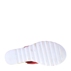 Riposella 16803 Ciabatte Sandali Donna Pelle Rosso Tacco A Zeppa 6Cm Applicazioni