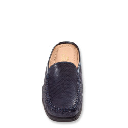 STILEDIVITA 2308 Sabot Casual Donna Pelle Blu Tacco Zeppa 5Cm Suola Gomma