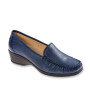 STILEDIVITA 2377 Mocassini Casual Donna Pelle Blu Tacco Zeppa 5Cm Suola Gomma