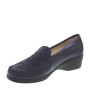 STILEDIVITA 2433 Mocassini Casual Donna Pelle Blu Tacco Zeppa 4Cm Suola Gomma