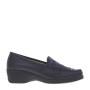 STILEDIVITA 2433 Mocassini Casual Donna Pelle Blu Tacco Zeppa 4Cm Suola Gomma