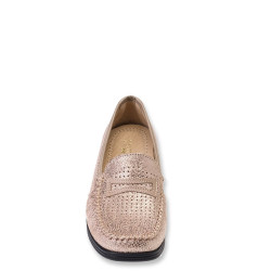STILEDIVITA 2465 Mocassini Casual Donna Pelle Stampata Rosa Tacco Zeppa 5Cm Suola Gomma