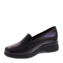 STILEDIVITA 2531 Mocassini Casual Donna Naplack Bordeaux Tacco Zeppa 4Cm Suola Gomma