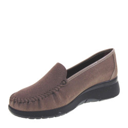 STILEDIVITA 2531 Mocassini Casual Donna Pelle Taupe Tacco Zeppa 3Cm Suola Gomma