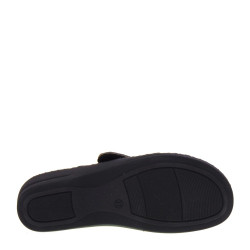 STILEDIVITA 6123 Pantofole Casa Camera Donna Pelle Blu Tacco Zeppa 4Cm Suola Gomma