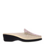 STILEDIVITA 7061 Sabot Casual Donna Pelle Beige Tacco Zeppa 4Cm Suola Gomma