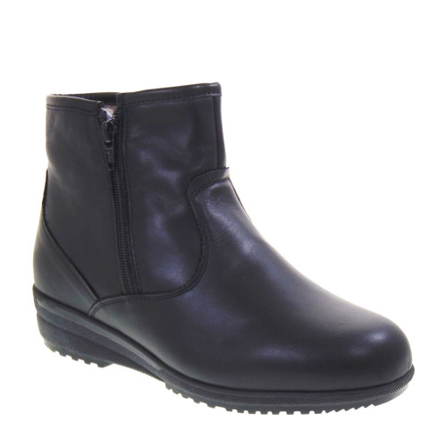 STILEDIVITA 7361 Stivaletti Casual Donna Pelle Nero Tacco Zeppa 4Cm Suola Gomma