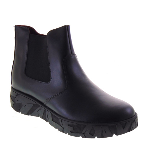 STILEDIVITA 7431Z Stivaletti Casual Donna Pelle Nero Tacco Zeppa 4Cm Suola Gomma Gambale Caviglia