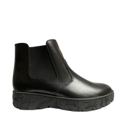 STILEDIVITA 7431Z Stivaletti Casual Donna Pelle Nero Tacco Zeppa 4Cm Suola Gomma Gambale Caviglia